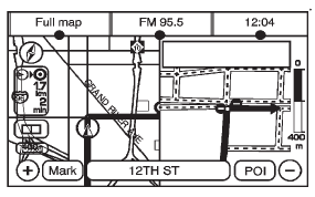 When approximately 400 m (1/4 mi) from the next maneuver, the screen displays